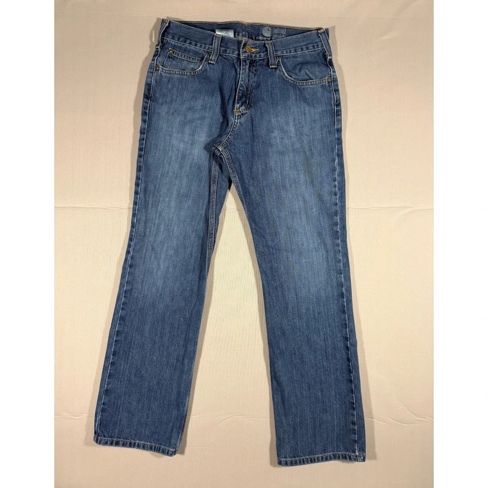 Carhartt Relaxed Straight Leg Jeans Mens 32x30 Medium Wash Blue Denim B320 WTB